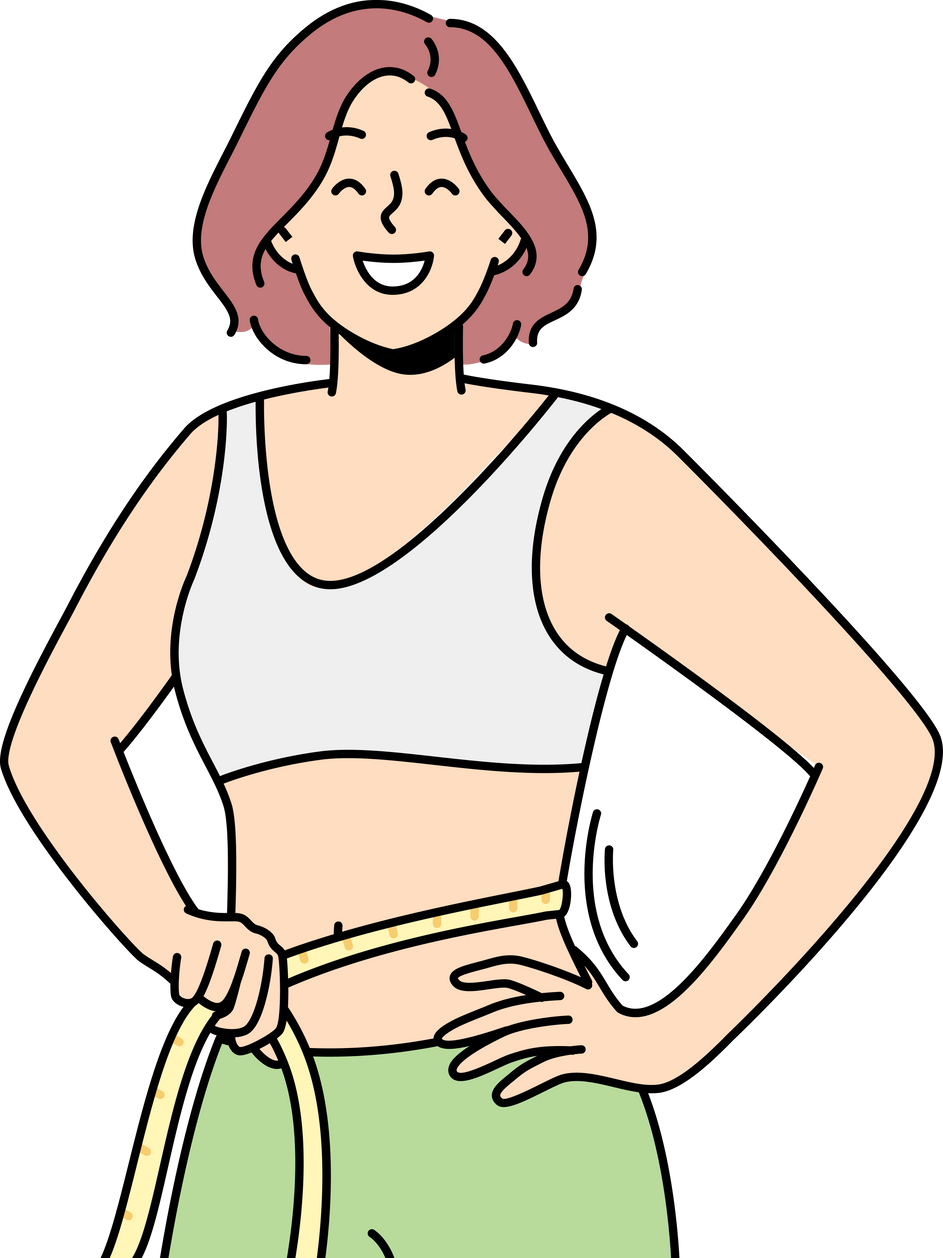 Smiling Woman with Tape on Waist
